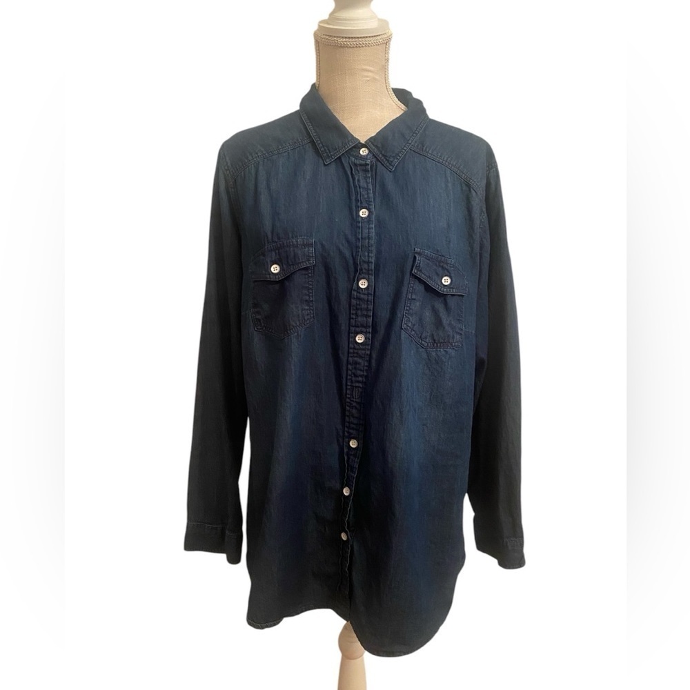 Torrid womens denim button down shirt torrid soze 2 dark denim long sleeve
